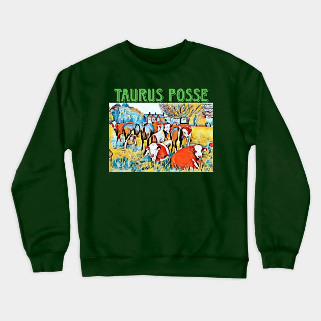 Taurus Posse - Abstract - Front Crewneck Sweatshirt by Subversive-Ware 